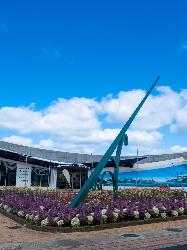 The majestic sundial outside the museum at the Town Basin. 