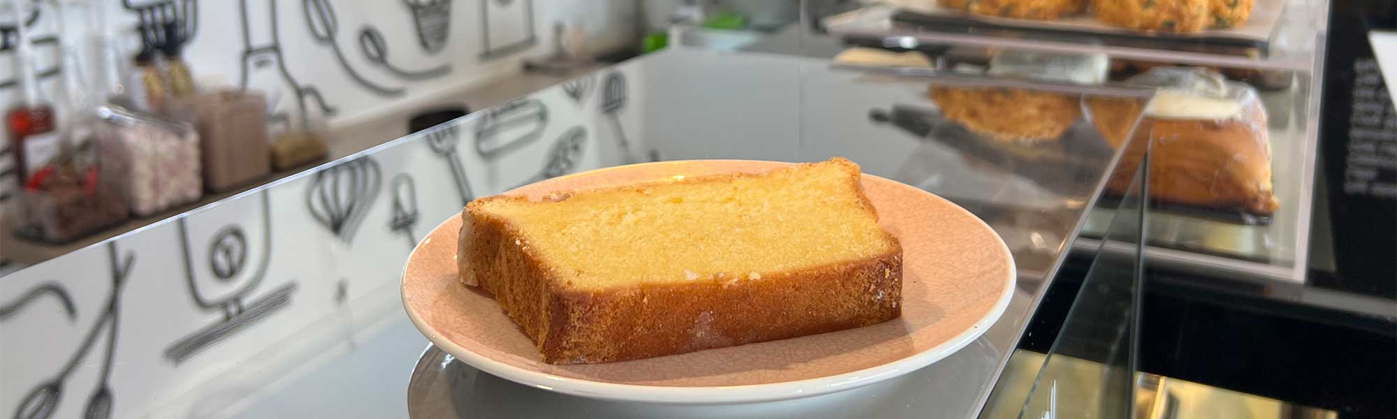 A lemon loaf from Mrs Kwakas on a plate