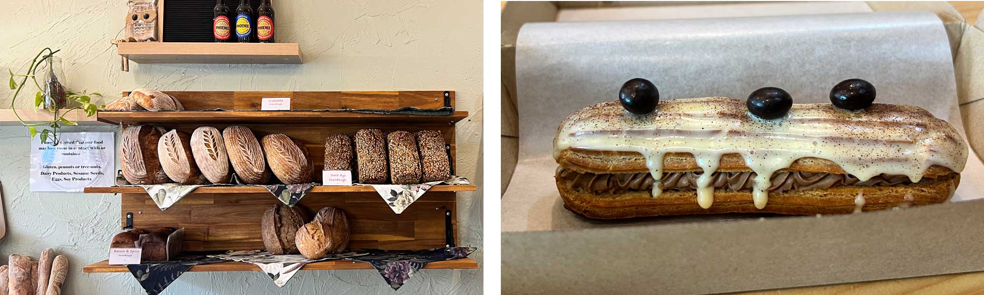 Images showing the interior of All You Need and a Caramel Eclair